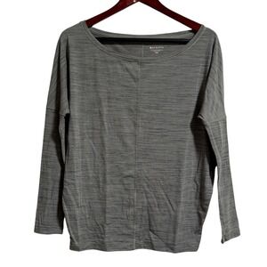 Athleta Womens XXS Grey Space Dye Long Sleeve‎ Boat Neck Relaxed Top
